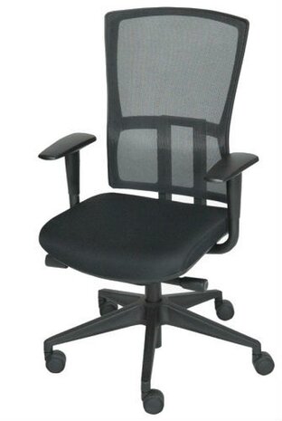 Schaffenburg serie 300 NEN ergonomische bureaustoel met zwart of aluminium voetkruis en mesh rugleuning